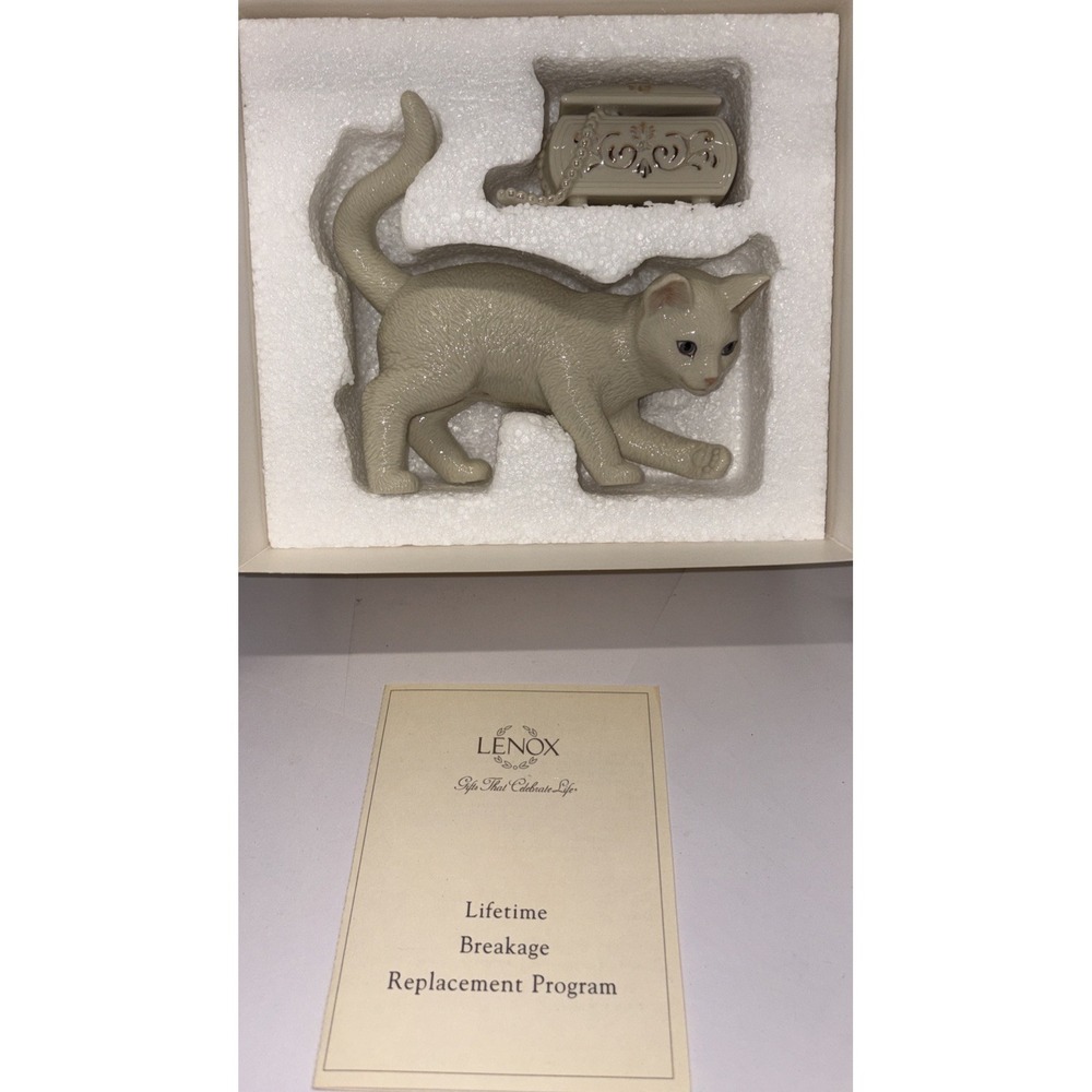 LENOX PLAYING‎ WITH PEARLS 2 piece CAT Kitten NEW in BOX